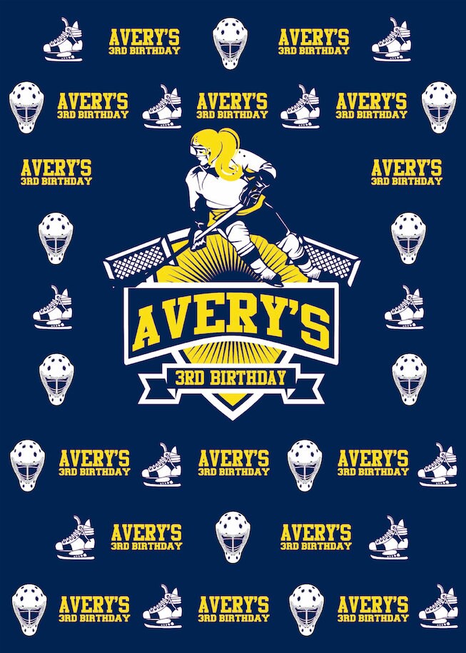Hockey Birthday Photo Booth Backdrop, Custom Sports Party Banner (Digital or Printed)