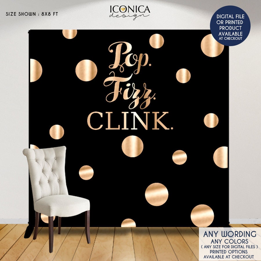 New Years Eve Backdrop, Faux Gold Confetti, Black (Printed or Printable File)