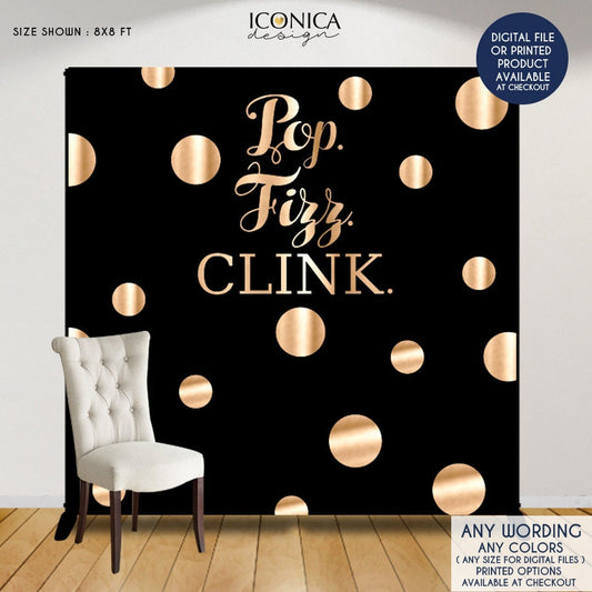 New Years Eve Backdrop, Faux Gold Confetti, Black (Printed or Printable File)