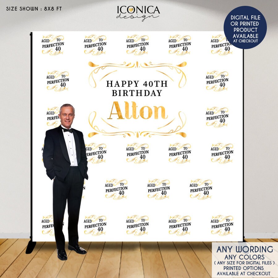 Personalized 40th Birthday Backdrop, Step and Repeat Banner