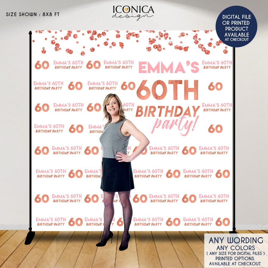 Rose Gold 21st Birthday Photo Booth Backdrop, Personalized Party Decor (Printed or Printable File)