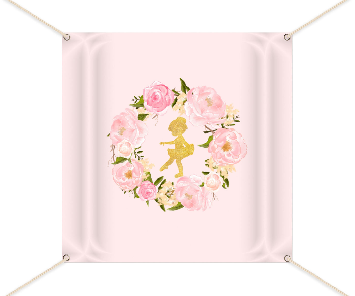 Ballerina Photo Backdrop, Faux Gold Glitter, Garden Party (Printed or Printable File)
