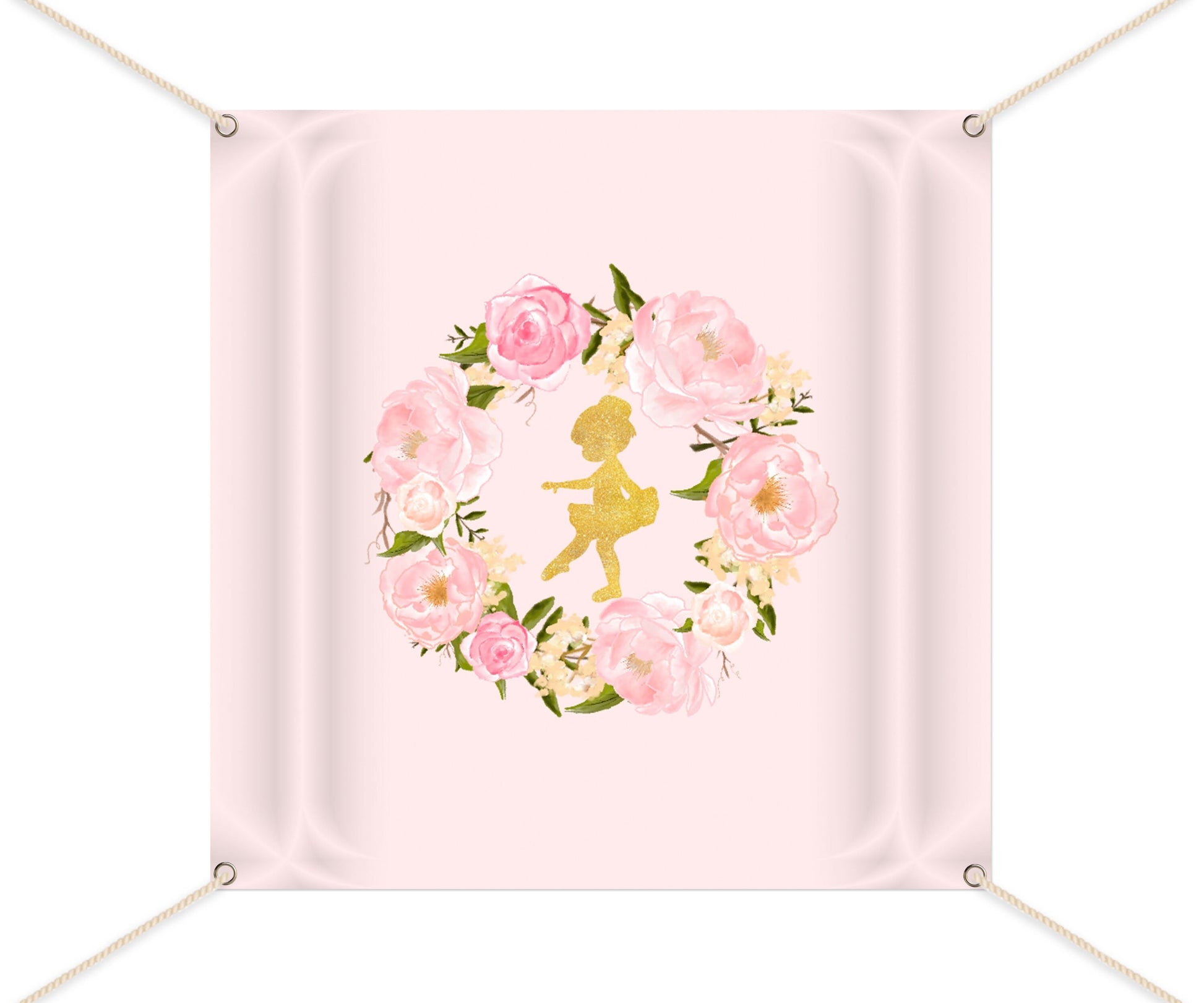 Ballerina Photo Backdrop, Faux Gold Glitter, Garden Party (Printed or Printable File)