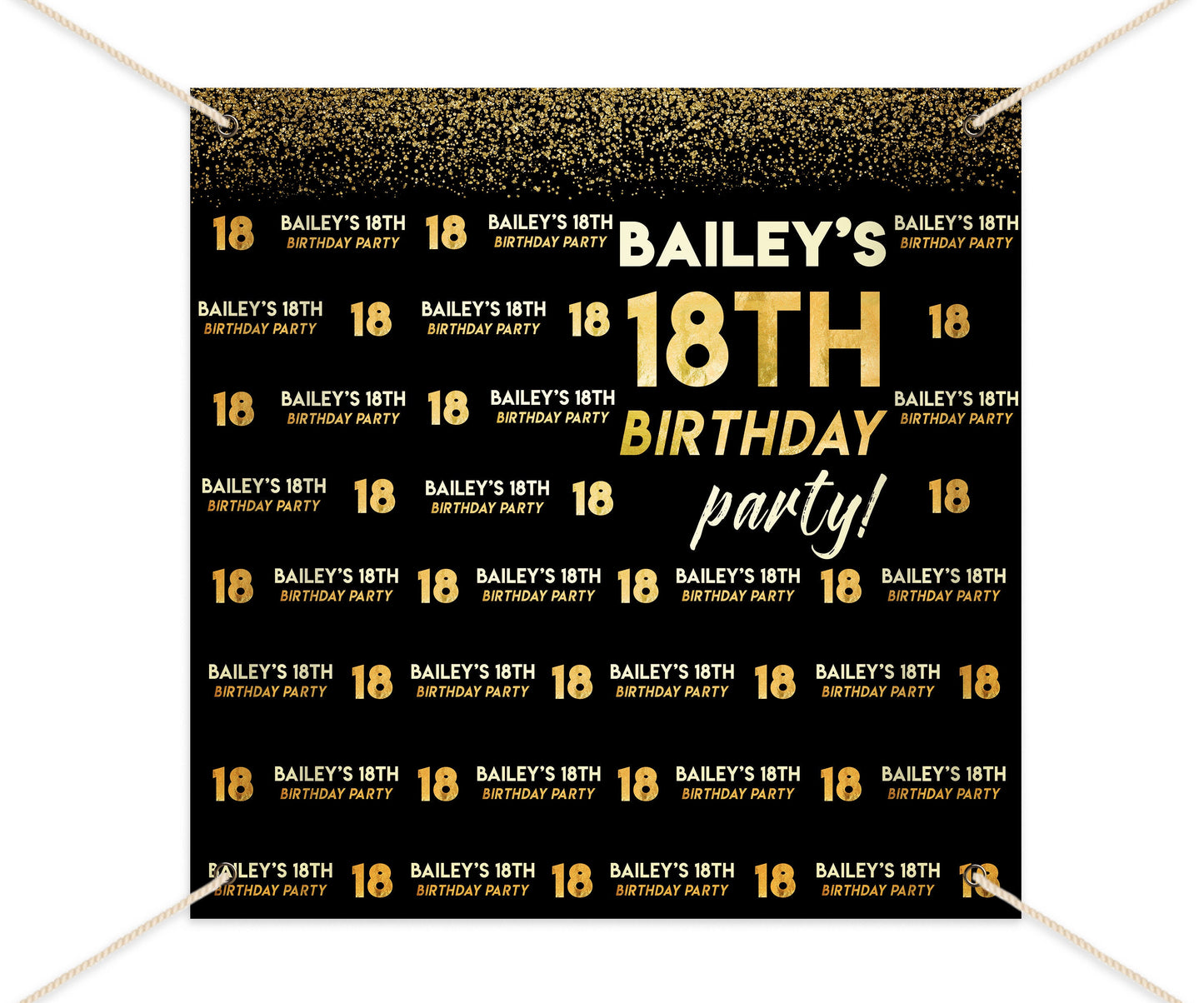 Customizable Black and Gold Birthday Backdrop, Any Age (Printed or Printable File)