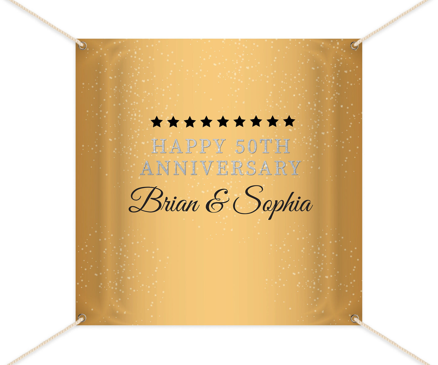 50th Anniversary Backdrop, Gold & Black Decor (Printed or Digital File)