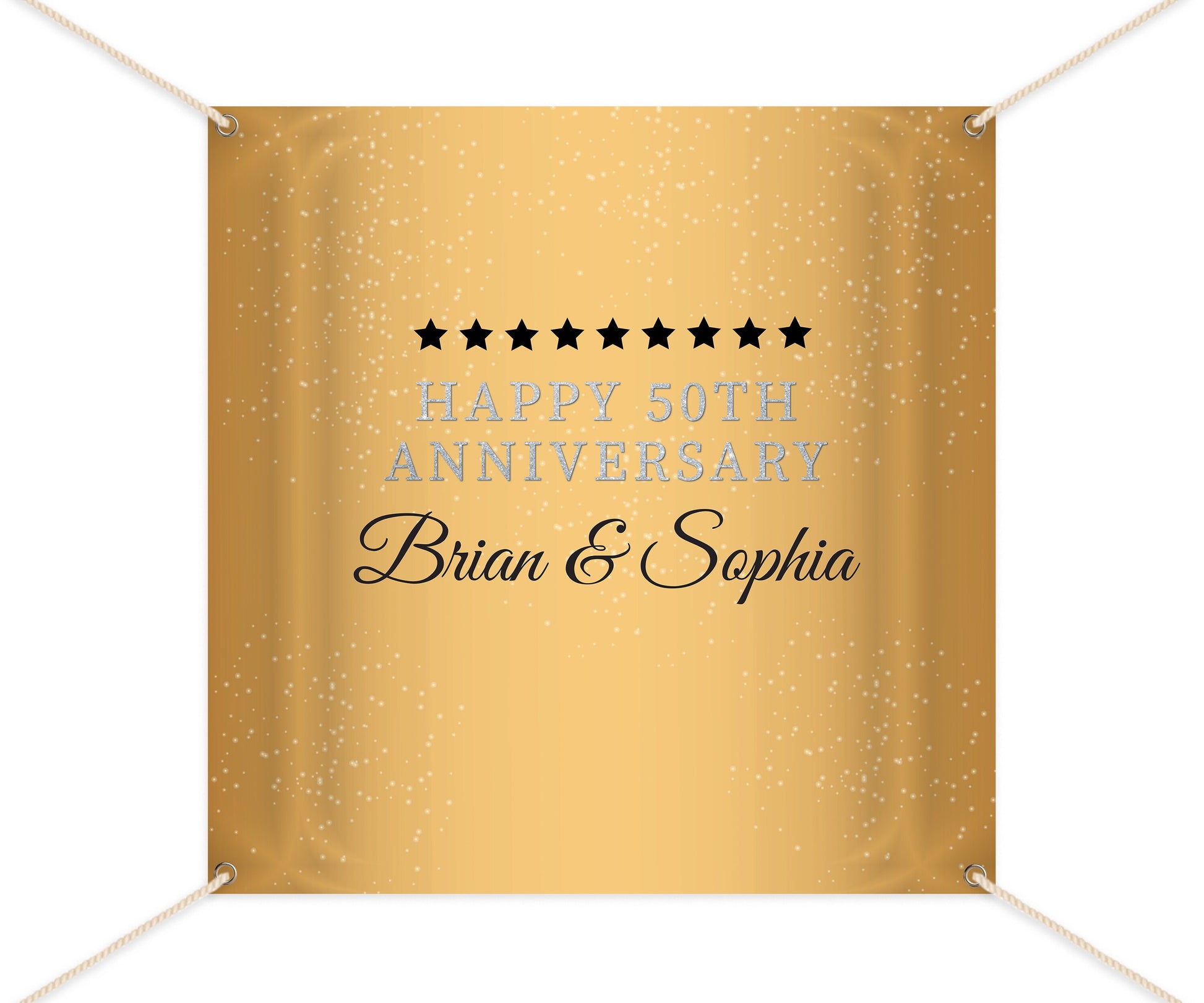 50th Anniversary Backdrop, Gold & Black Decor (Printed or Digital File)