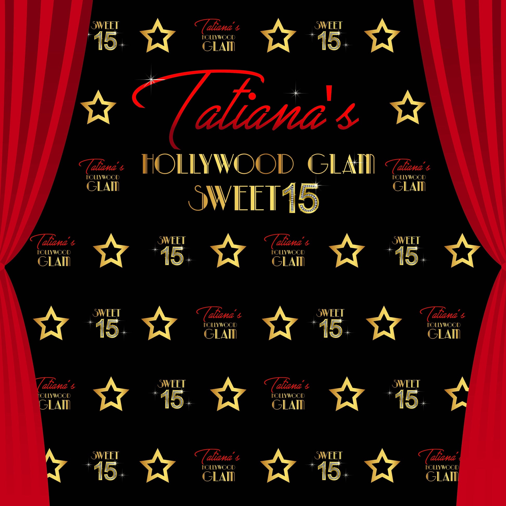 Personalized Hollywood Party Backdrop, Red Carpet Photo Booth (Printed or Printable)