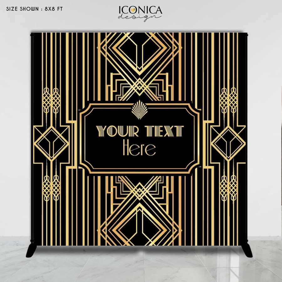 Art Deco Backdrop, Roaring 20s, Gold & Black (Printed or Printable File)