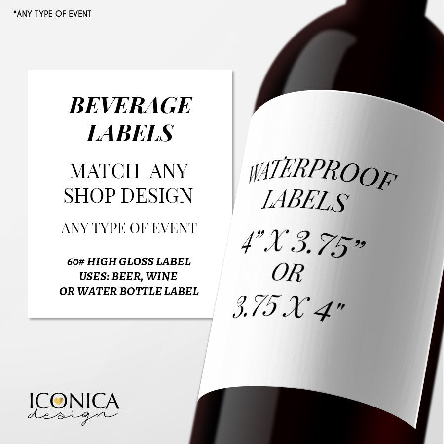Tropical 40th Birthday Wine Labels, Personalized Palm Party