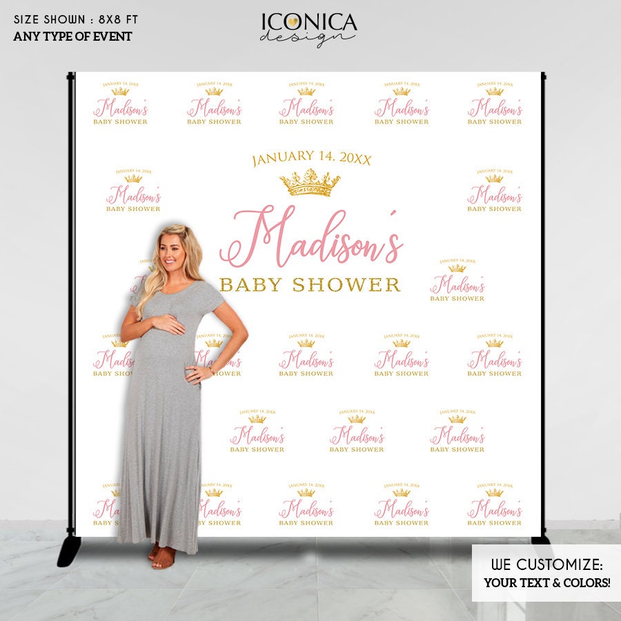 Custom Baby Shower Backdrop, Step and Repeat Banner (Printed or Printable)