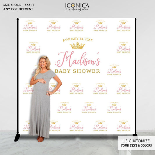Custom Baby Shower Backdrop, Step and Repeat Banner (Printed or Printable)