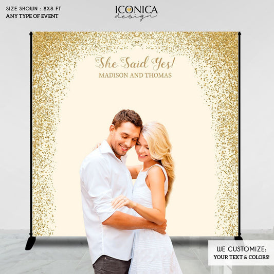 Personalized Engagement Party Backdrop, Photo Booth Banner (Printed or Digital)