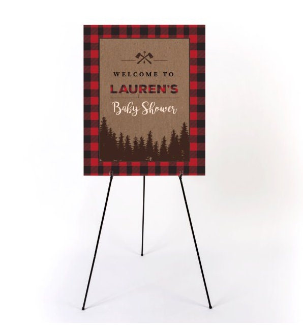 Buffalo Plaid Bridal Shower Welcome Sign, Personalized Printed Sign