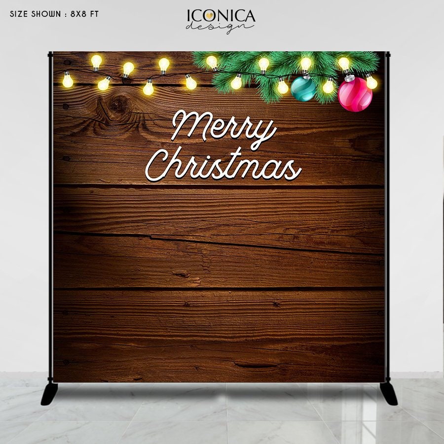 Rustic Christmas Photo Backdrop, Holiday Party Decor (Printed or Printable File)