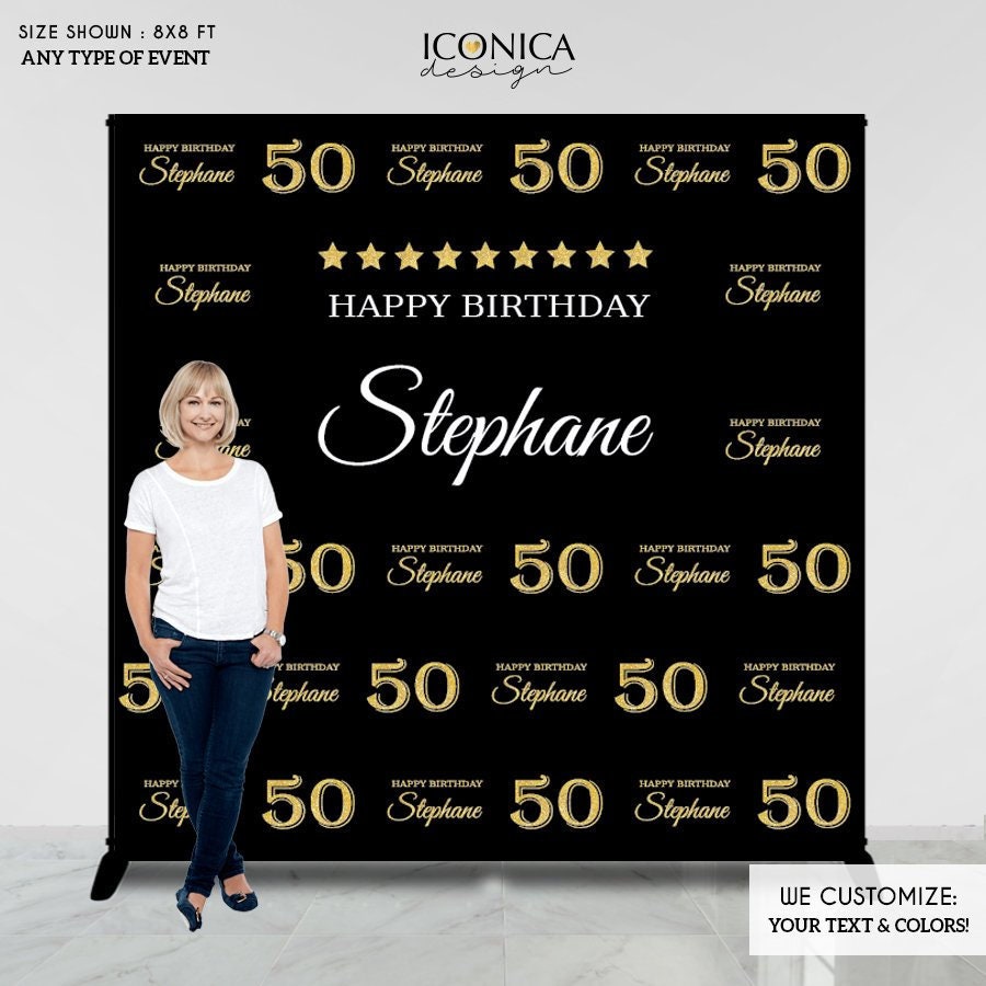50th Birthday Photo Booth Backdrop – Custom Party Decor (Printed or Printable File)