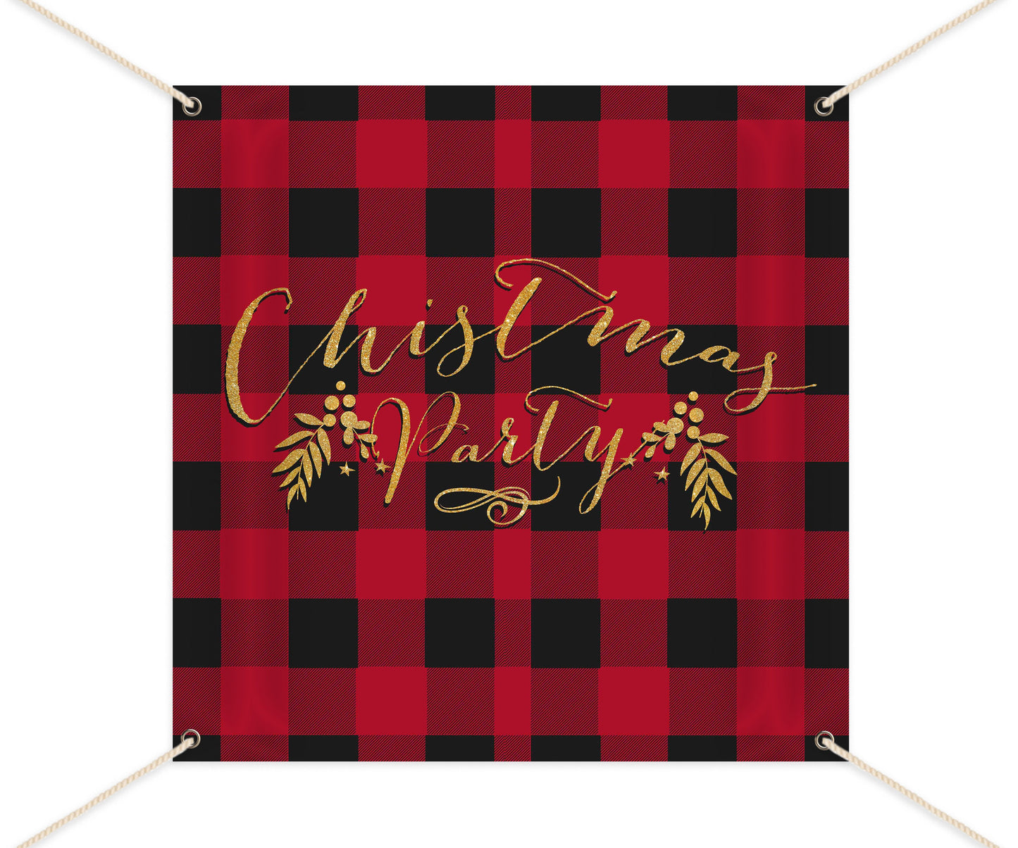 Buffalo Plaid Christmas Backdrop, Lumberjack Party Banner
