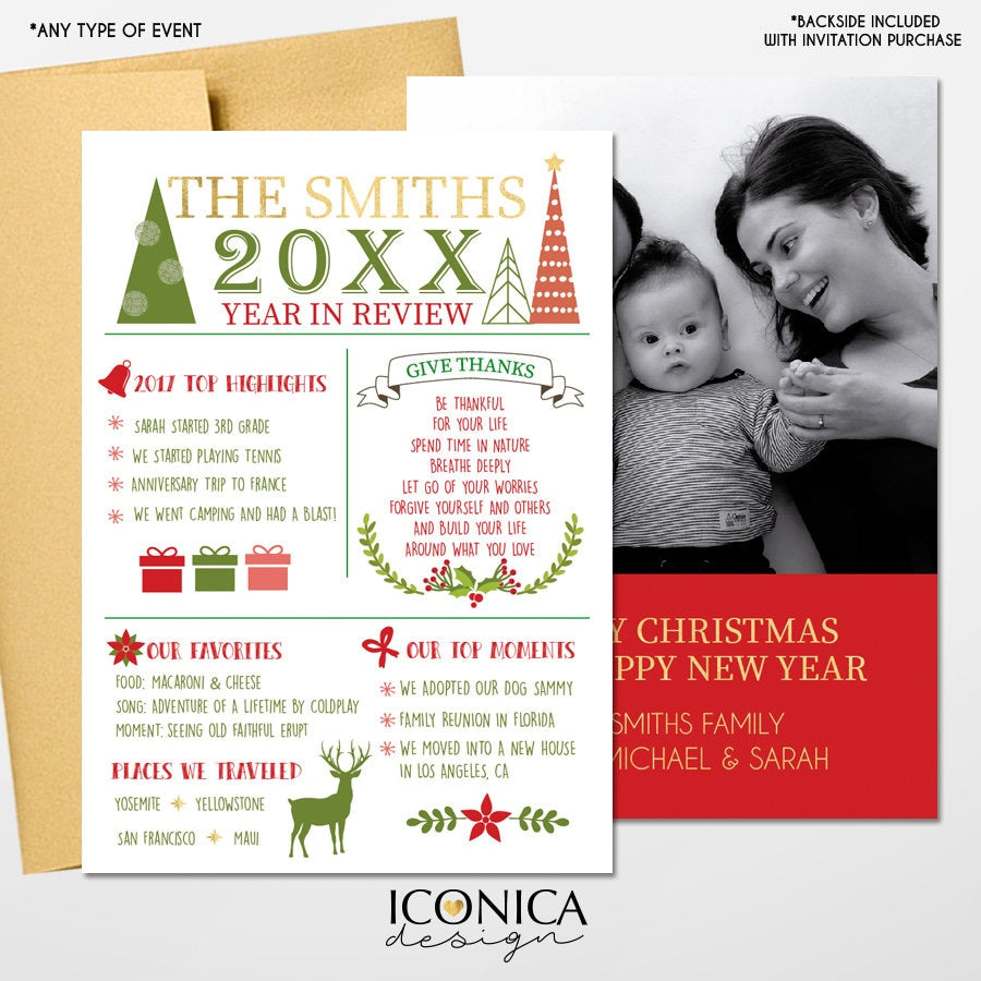Year in Review Christmas Photo Card, Personalized Holiday Card