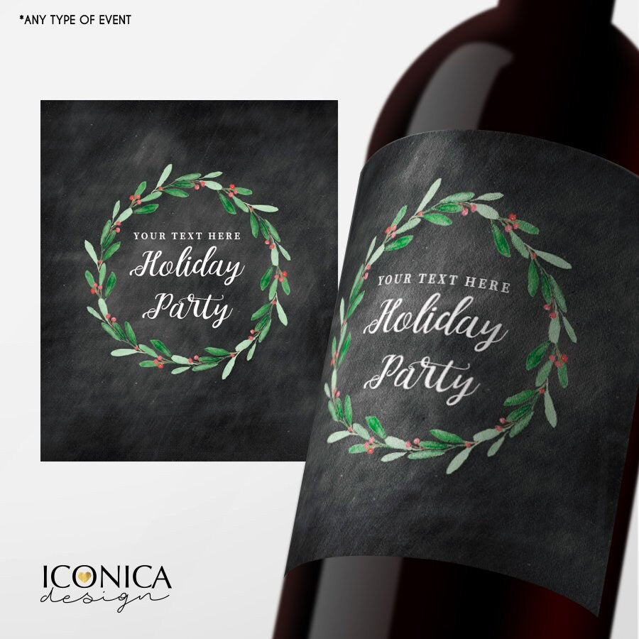 Personalized 1st Christmas Wine Labels, Merry Married Bottle Wrappers