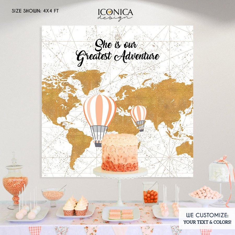 Travel Adventure Backdrop, Hot Air Balloon Decor