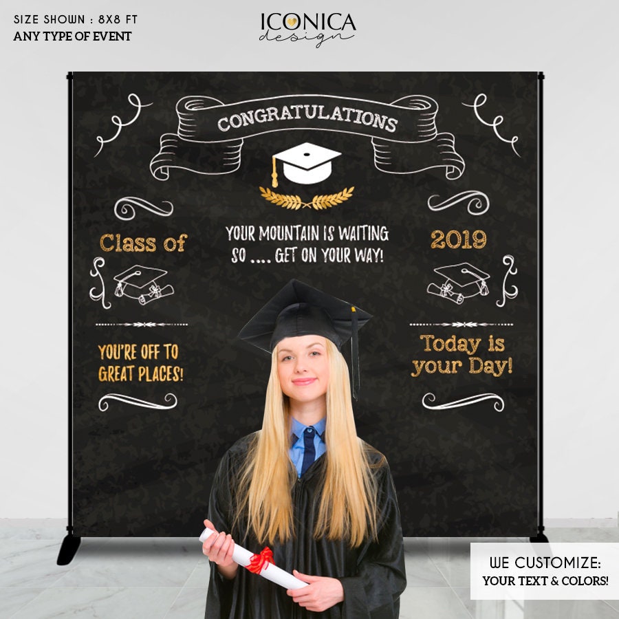 Personalized Graduation Photo Booth Backdrop, Custom Grad Banner