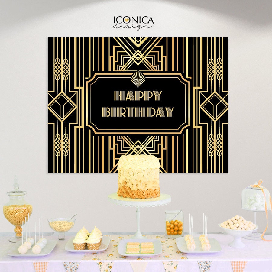 Personalized Great Gatsby Backdrop, Roaring 20s Art Deco Party Decor