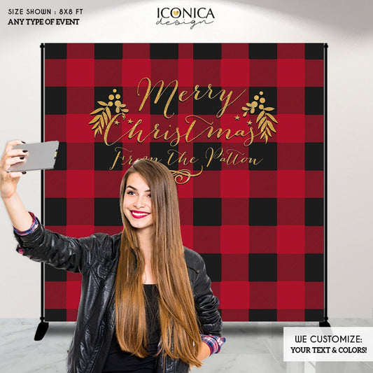 Buffalo Plaid Christmas Backdrop, Lumberjack Party Banner