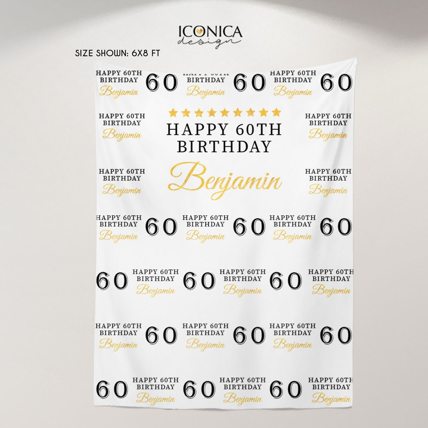 Custom Birthday Backdrop, Step and Repeat, Vinyl or Fabric (Digital Option)