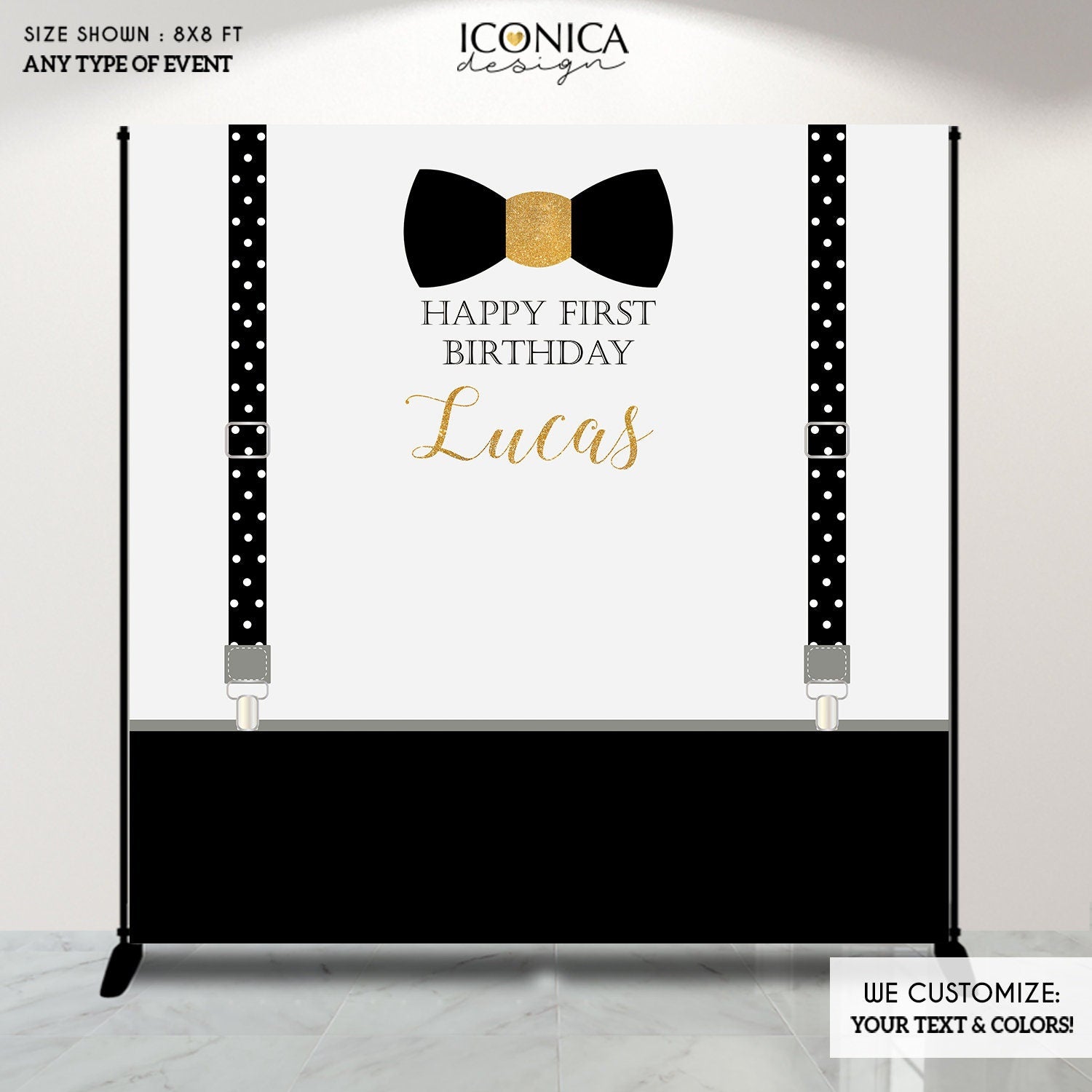 Bowtie 1st Birthday Backdrop, Mr. ONEderful Party Decor (Printed or Printable File)