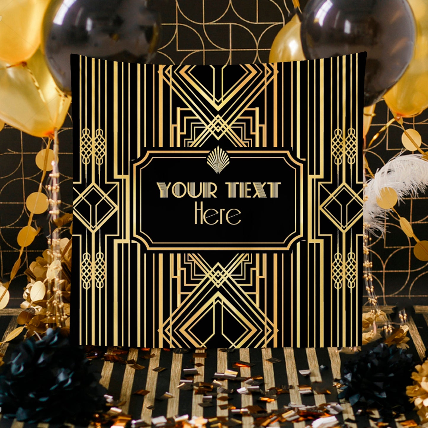 Personalized Art Deco Backdrop, Roaring 20s Party Banner