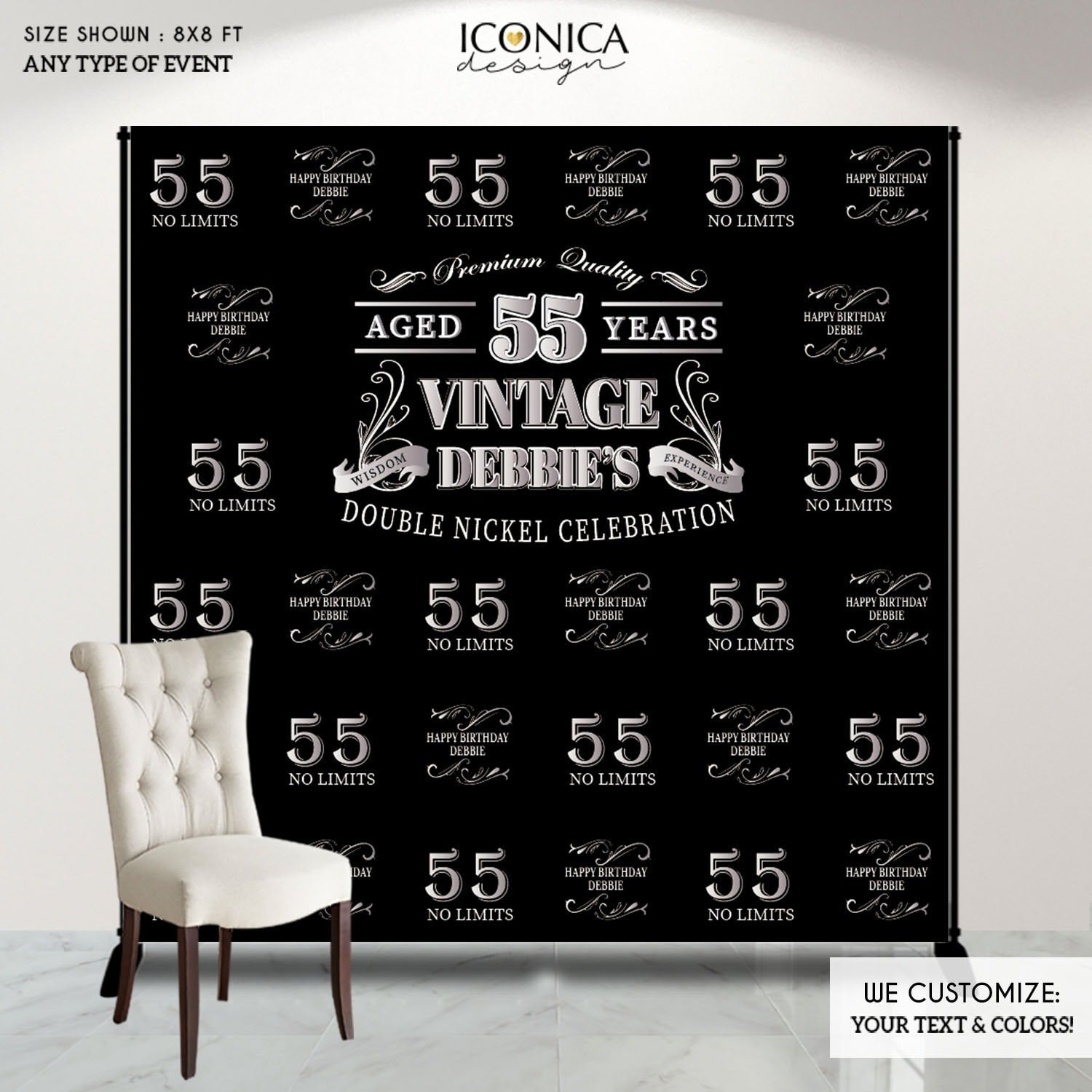 Prom Backdrop, Roaring 20s Theme, Personalized Step and Repeat Banner