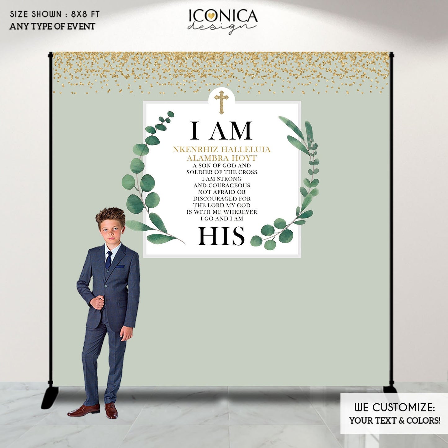 Greenery First Communion Backdrop, Religious Decorations
