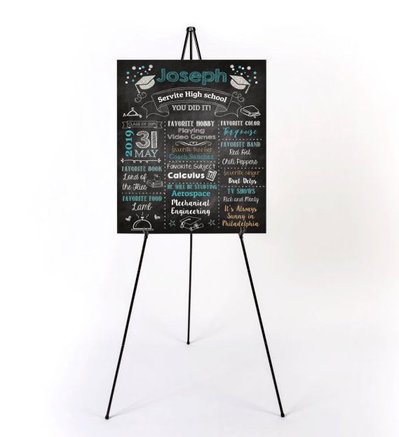 Personalized Graduation Chalkboard Sign, Photo Prop (Printed or Digital)