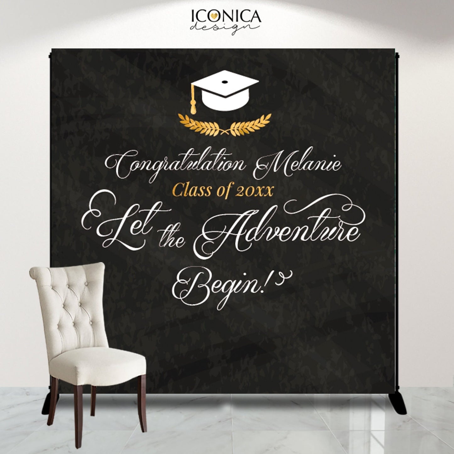 Personalized Chalkboard Graduation Backdrop, Congrats Grad Banner