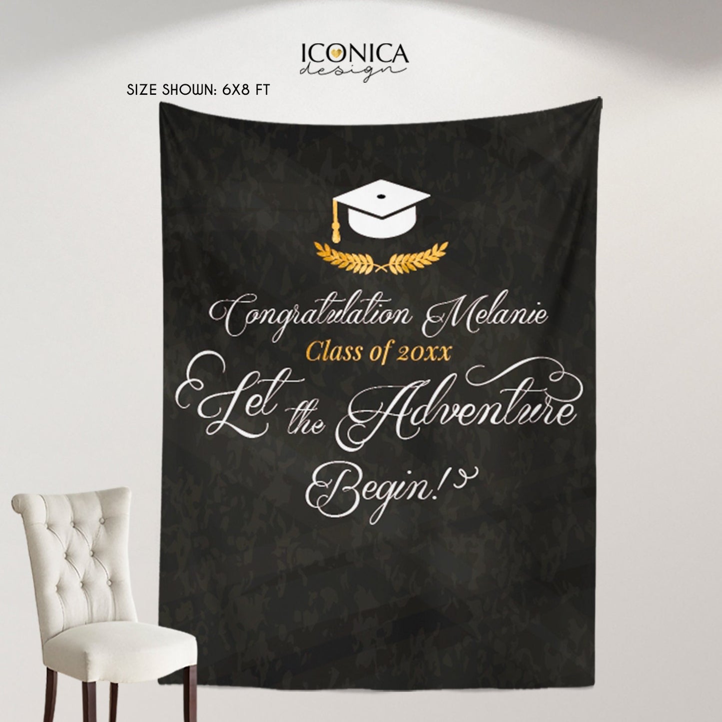 Personalized Chalkboard Graduation Backdrop, Congrats Grad Banner