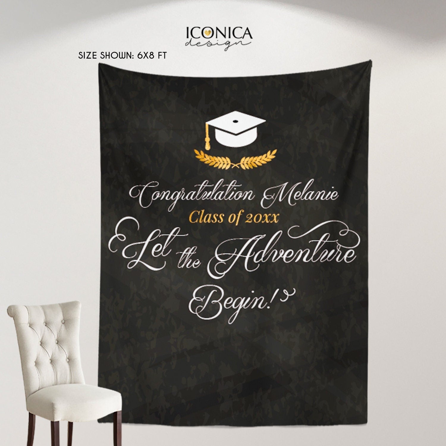 Personalized Chalkboard Graduation Backdrop, Congrats Grad Banner
