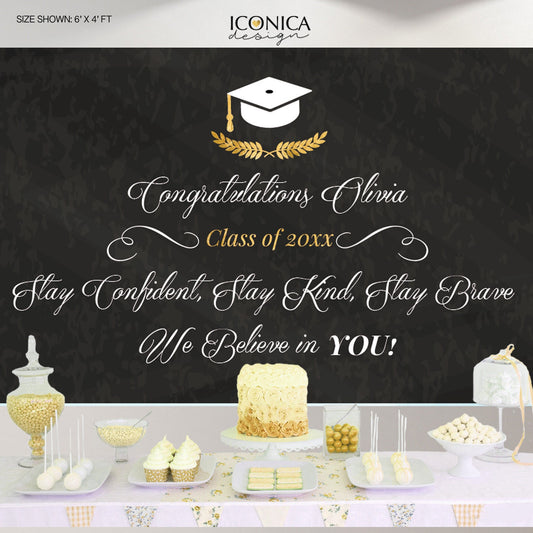 Personalized Chalkboard Graduation Backdrop, Congrats Grad Banner