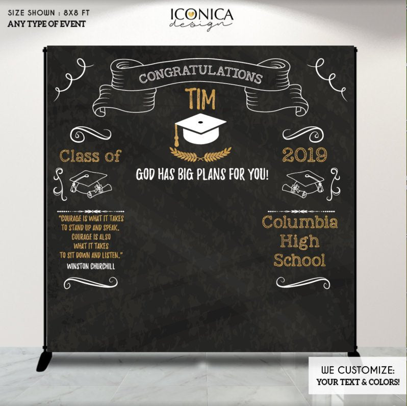 Personalized Graduation Photo Booth Backdrop, Congrats Grad Decor (Printed or Printable)