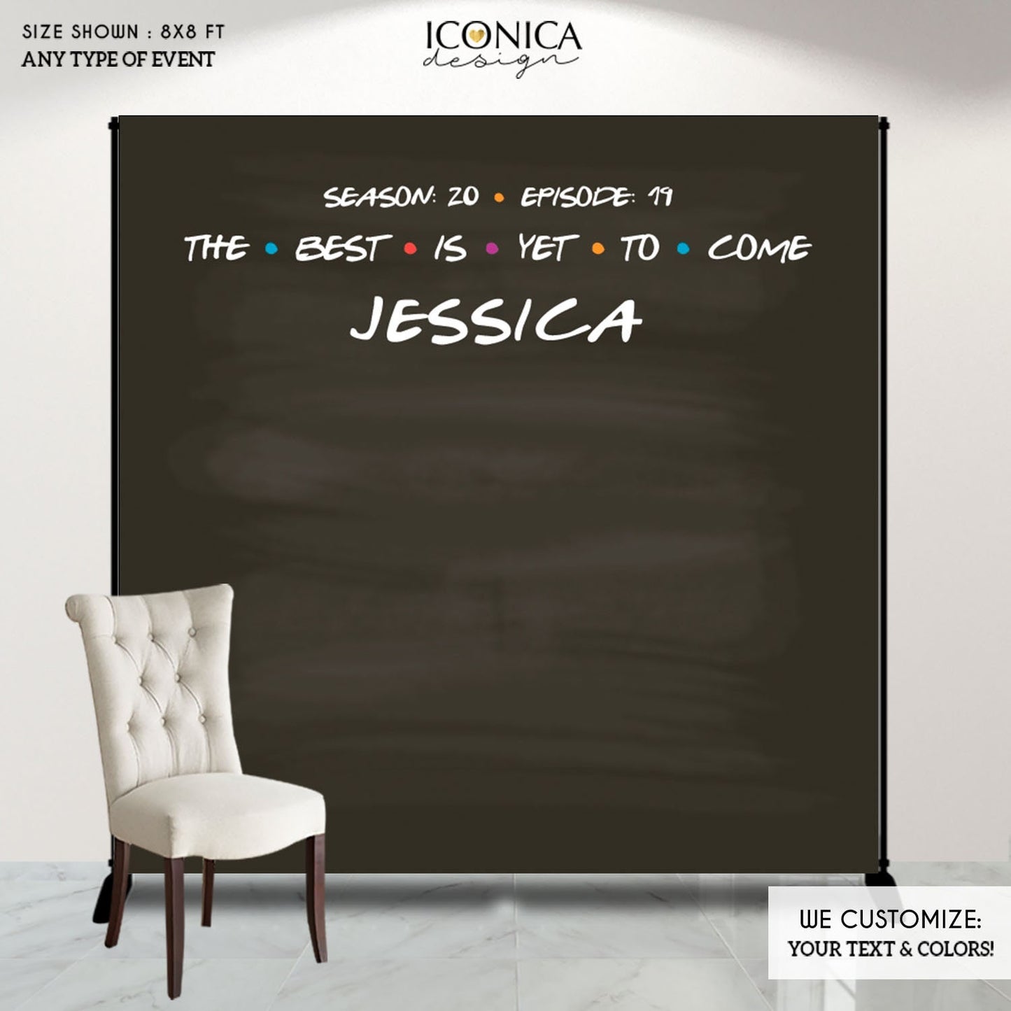 Custom Graduation Photo Booth Backdrop, Class of 2026, Personalized Friends Graduation Party Banner