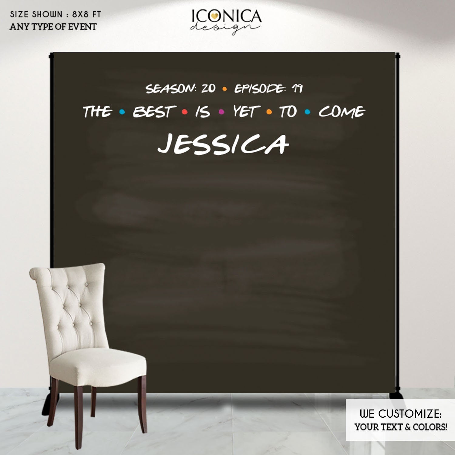 Custom Graduation Photo Booth Backdrop, Class of 2026, Personalized Friends Graduation Party Banner