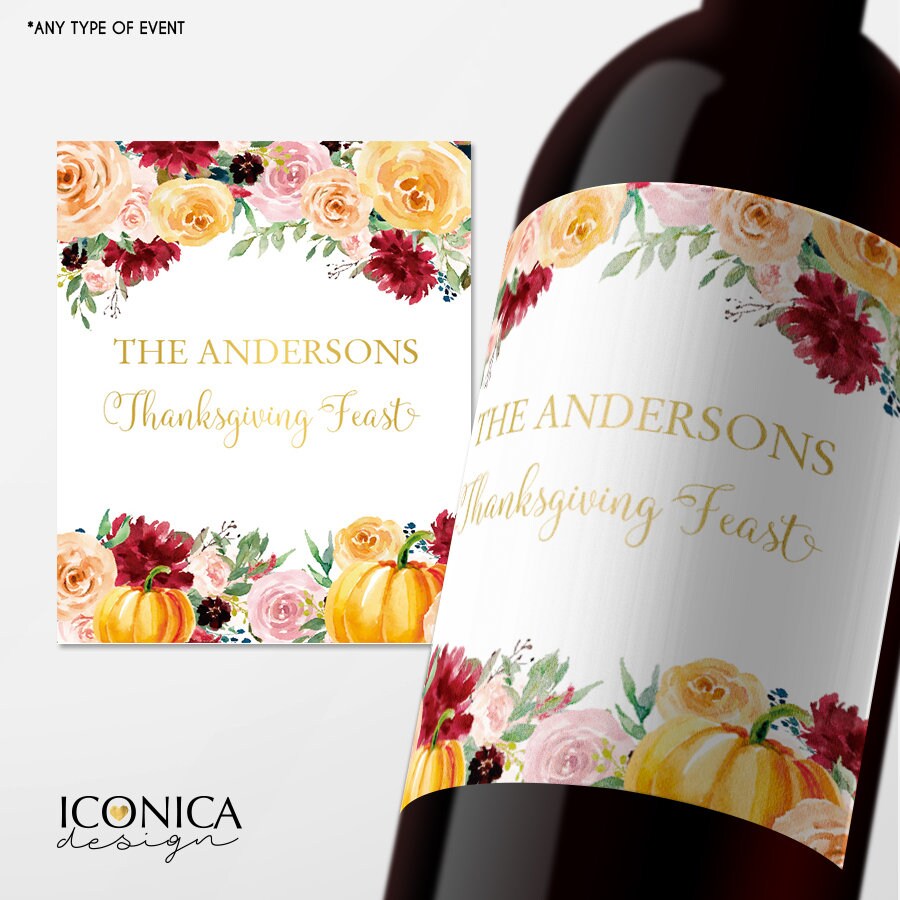 Custom Fall Beverage Labels, Personalized Party Favors (Digital or Printed)