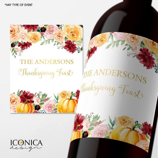 Custom Fall Beverage Labels, Personalized Party Favors (Digital or Printed)