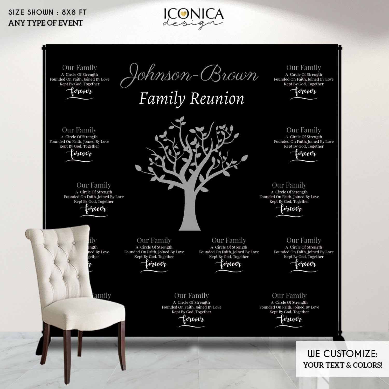 Custom Family Reunion Photo Backdrop, Family Tree Banner