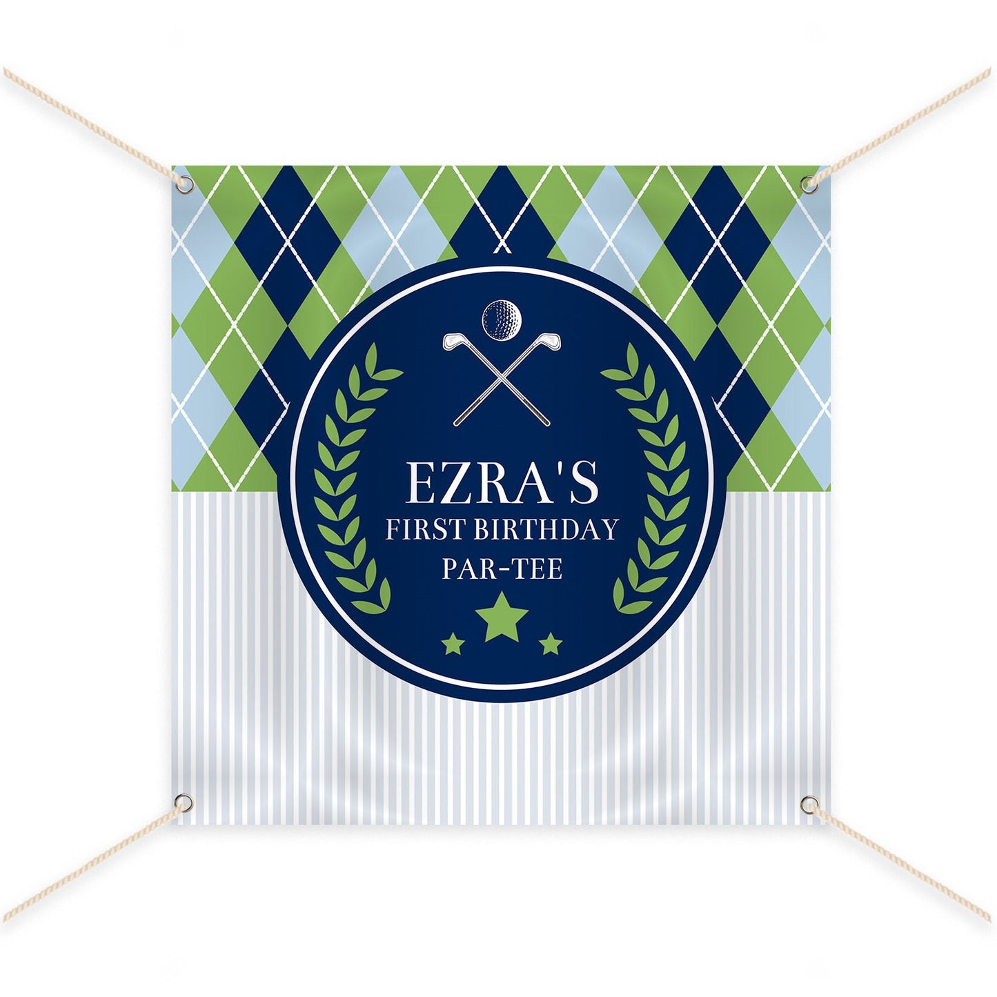 Golf Birthday Backdrop, Argyle Print, Personalized Party Decor (Printed or Printable File)