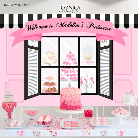 Personalized Paris Patisserie Backdrop, Custom Party Banner
