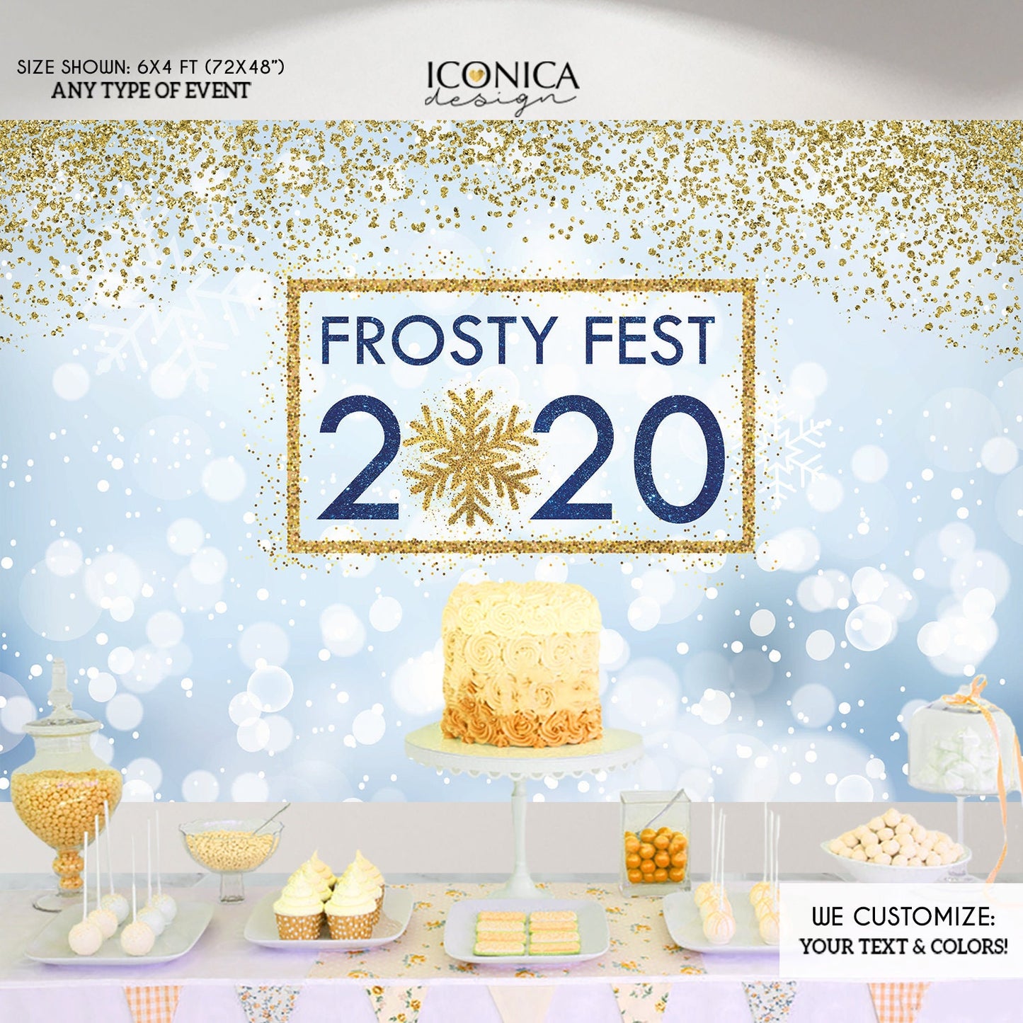 Winter Wonderland Party Backdrop, Personalized Holiday Photo Booth