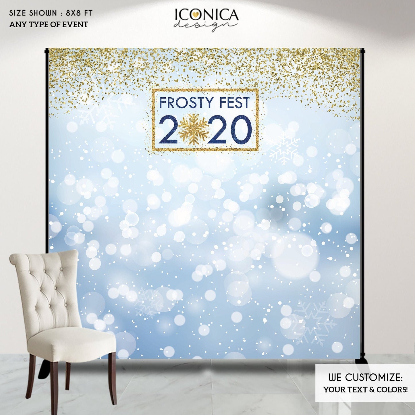 Winter Wonderland Party Backdrop, Personalized Holiday Photo Booth