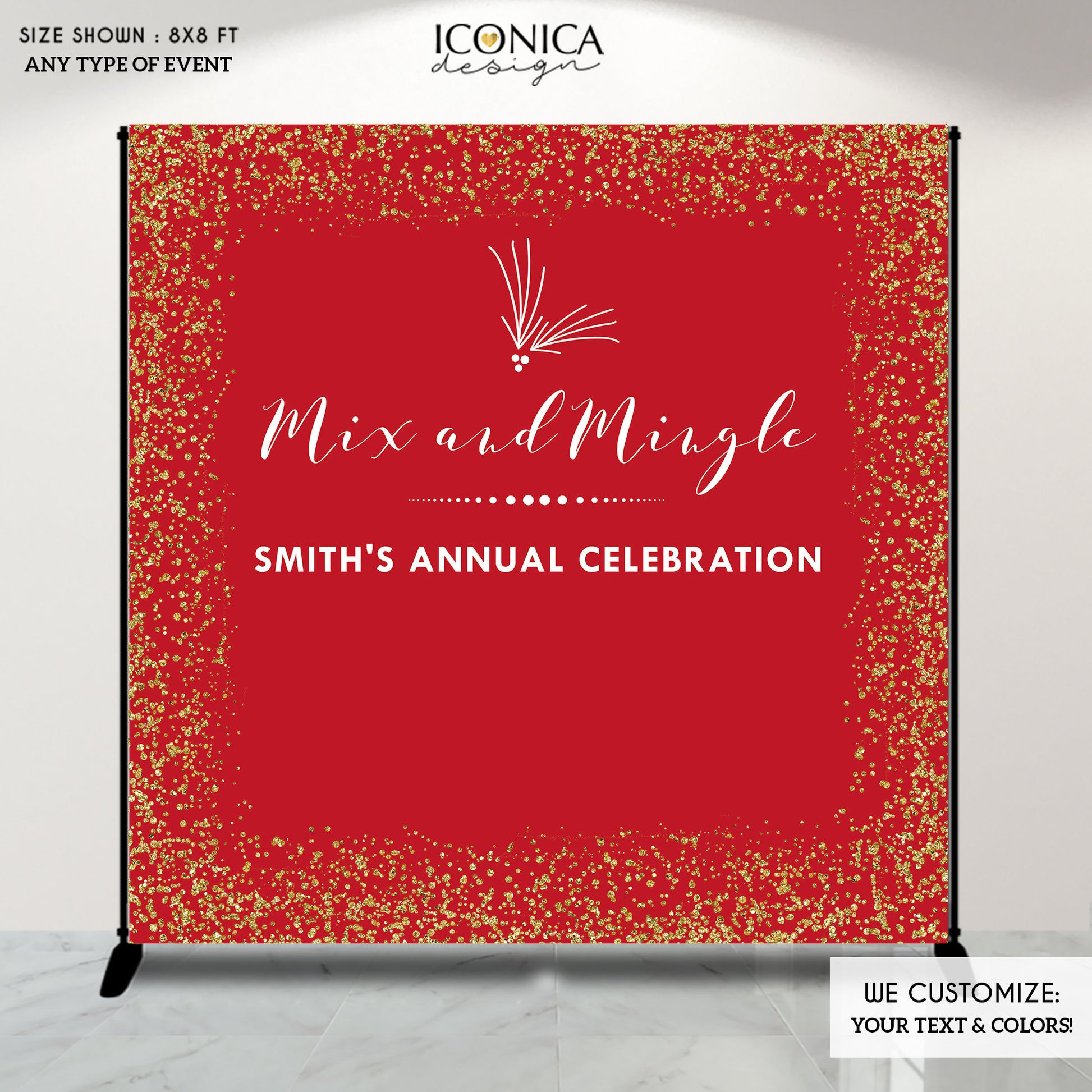 Custom Holiday Party Photo Booth Backdrop, Printed or Digital File