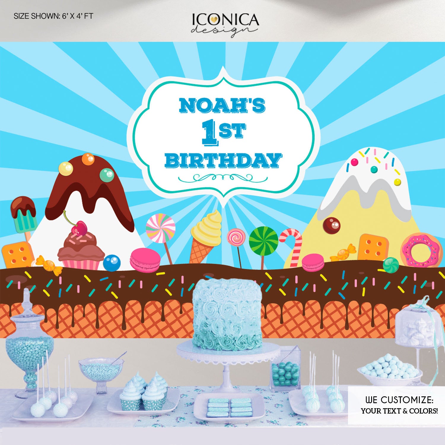 Candyland Birthday Backdrop | Custom Bakery Party Decor (Printed or Printable)