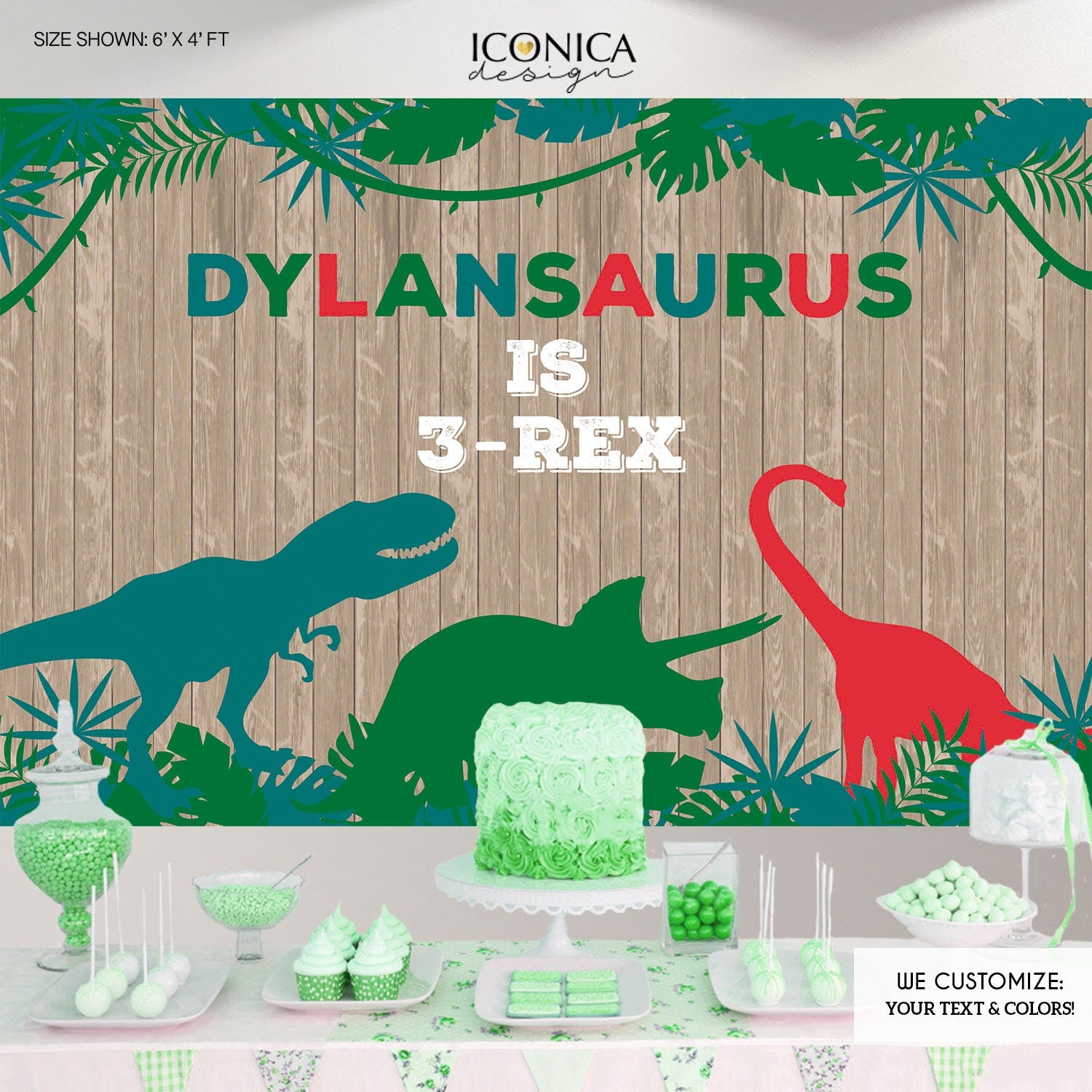 Dinosaur Birthday Party Backdrop, Custom Dinomite Decor (Printed or Printable File)