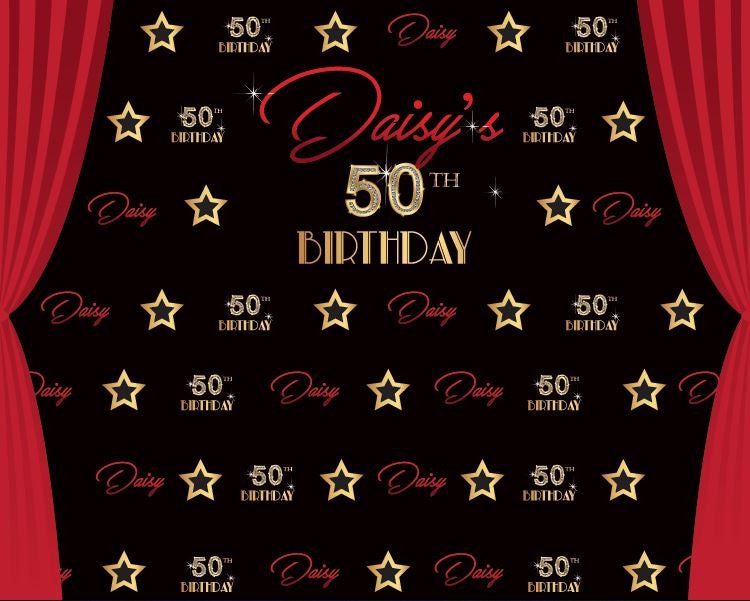 Personalized Hollywood Party Backdrop, Red Carpet Photo Booth (Printed or Printable)